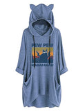 Women Pew-Pew Madafakas Hoodies Funny Pew-Pew Cat Shirt with Cat Ears and Pockets