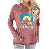 Happy Camper Blouse Women Funny Graphic Hiking Shirt