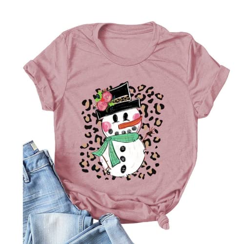 Women Cute Snowman T-Shirt Christmas Shirt