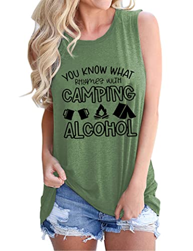 You Know What Rhymes with Camping Alcohol Sleeveless Shirt for Women Camping Tank Top