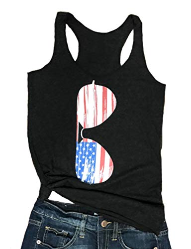 Women American Flag Sunglasses T-Shirt 4th of July Shirt