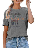 Women Hot Cocoa Scrary Movies Pumpkin Spice Funny Halloween T-Shirt