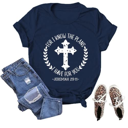 Women Christian T-Shirt for I Know The Plans I Have for You Graphic Tees