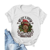 Women Just A Girl Who Loves Christmas T-Shirt Santa Mom Skull Tees Tops