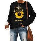 Women Sunflower Be Kind Printed Crew Neck Sweatshirt Women's Clothing