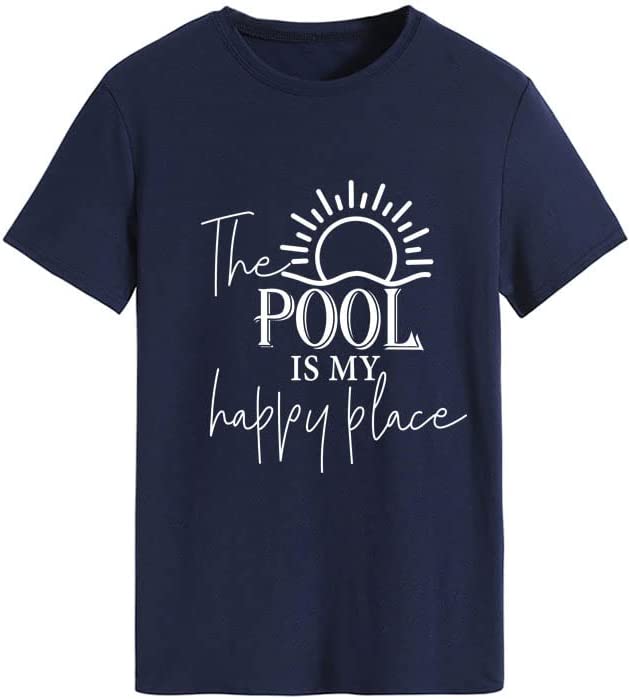 Women Family Trip T-Shirt The Pool is My Happy Place Summer Trip Tee