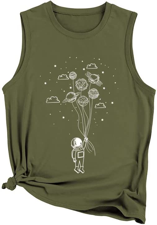 Women Astronaut Space Universe Lover Tank Tops Shirt