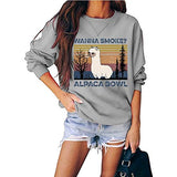 Women Wanna Smoke? Alpaca Bowl Vintage Graphic Shirt Casual Long Sleeve Sweatershirt