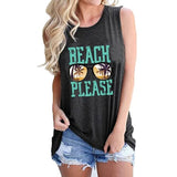 Women Beach Please Tank Top Beach Life Shirt
