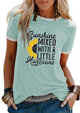 Sunshine Mixed with A Little Hurricane Women Graphic T-Shirt Sunflower Shirt