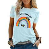 Always Bee Kind Shirt Women Inspirational Rainbow Short Sleeve T-Shirt