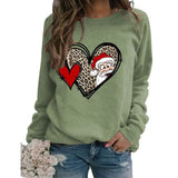 Women Buffalo Plaid Love Heart Santa Christmas Graphic Sweatshirt