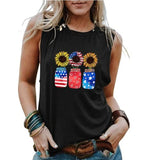 Women Patriotic Jar Sunflowers Tank Top Shirt