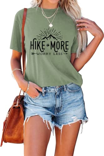 Adventure Tshirt for Women Hike More Worry Less Tees Tops