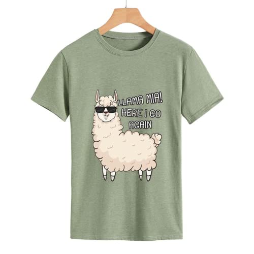 Cute Alpaca Gift Idea T-Shirt Women Llama Mia Funny Drama Llama Tees Tops