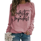 Women Perfectly Love Heart Imperfect Graphic Sweatshirt Long Sleeve Shirt