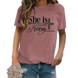 Women Christian T Shirt She is Strong Shirt Proverbs 31 25 Tees