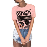 Women Fashion Short Sleeve NASA T-Shirt Women NASA Graphic Tee Shirt