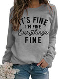 Women's Casual Sweater It's Fine I'm Fine Everything is Fine Round Neck Loose Bottom Shirt Female