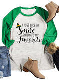 Women I Just Like to Smile Smiling's My Favorite X-Mas Blouse 3/4 Sleeve Christmas Shirt