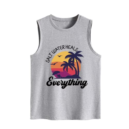 Saltwater Heals Everything Tank Tops Women Beach Summer Vacation Shirt