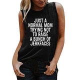 Women Just a Normal Mom Trying Not to Raise A Bunch of Jerkfaces T-Shirt Funny Mom Graphic Shirt