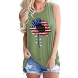 Women Sunflower American Flag Tank Tops Fashion Sunflower Shirt