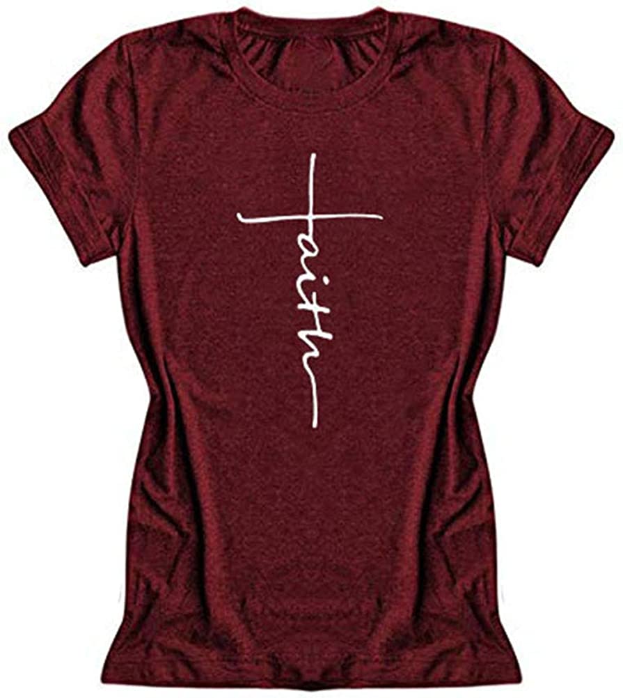 Women Cross Faith Blessed Jesus T-Shirt Christian Shirt