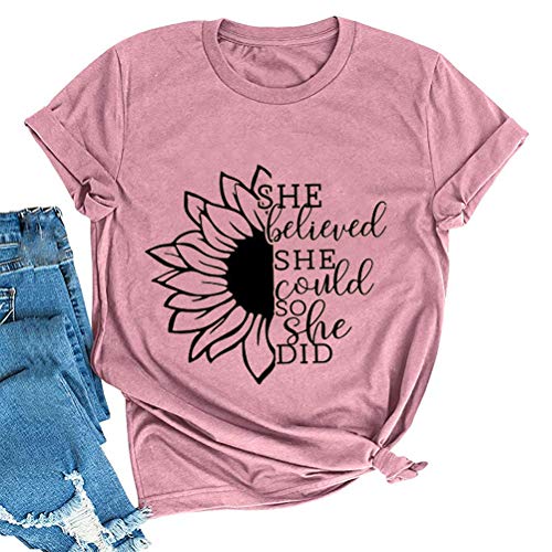 Women She Believed She Could T-Shirt Sunflower Shirt