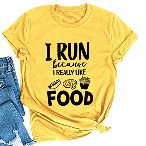 Women I Run Because I Really Like Food T-Shirt Workout Shirt
