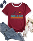 Women Mountain Mama Shirt Mom Camping Tees Tops