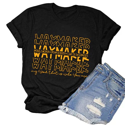 Waymaker T-Shirt Miracle Worker Promise Keeper Light in The Darkness My God Shirt for Women