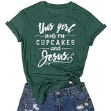 Women This Girl Runs On Cupcakes and Jesus T-Shirt