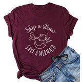 Women Skip A Straw Save A Mermaid T-Shirt