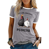Women Just A Girl Who Loves Peckers T-Shirt Chicken Gift Shirt