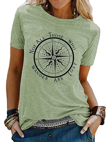 Women Not All Those Who Wander are Lost T-Shirt Graphic Compass Shirt