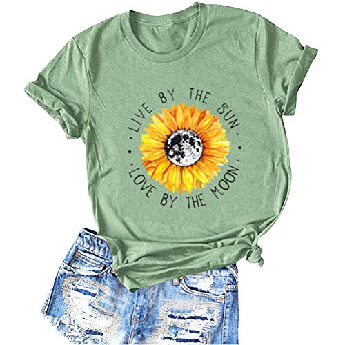 Women Live by The Sun Love by The Moon T-Shirt Sunflower Shirt
