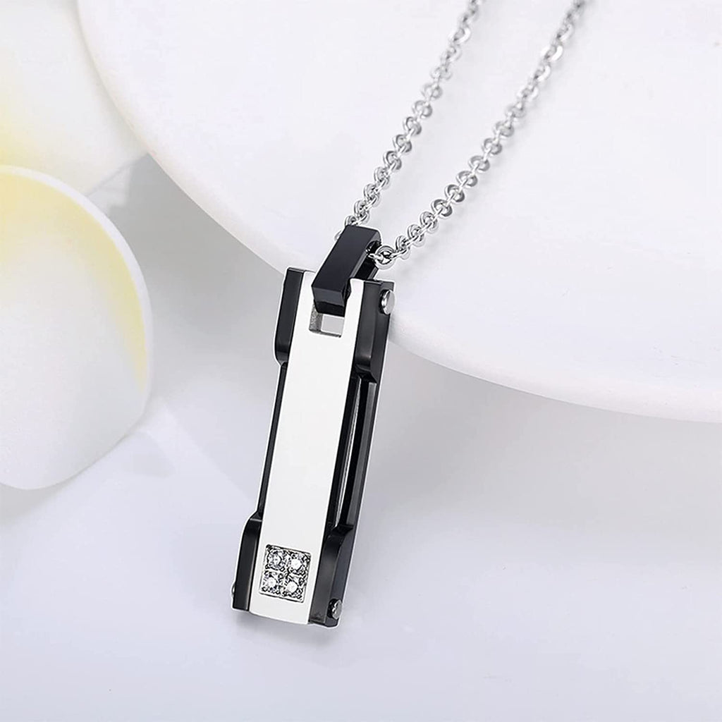 Couples Stainless Steel Pendant Necklace Personalized Matching Necklaces Set for Couple with Name Lettering Date Engraved