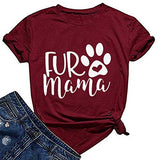 Women Fur Mama T-Shirt Dog Mama Shirt