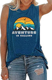 Women Adventure is Calling Funny Tank Tops Women Graphic Shirt Workout Tank Tops