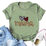 Women Buffalo Plaid Heart Leopard Mama T-Shirt
