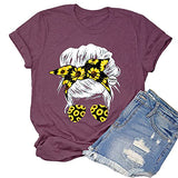 Women Messy Hair Bun Sunflower T-Shirt Messy Bun Skull Shirt