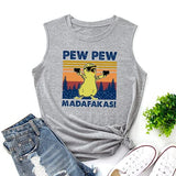 Women Pew Pew Madafakas Tank Funny Pew Pew Cat Shirt