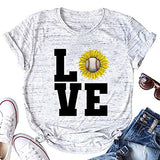 Women Sunflower Baseball Love T-Shirt Baseball Shirt
