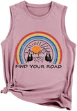 Women Find Your Road Tank Top Summer Funny Travel Vacation Shirt