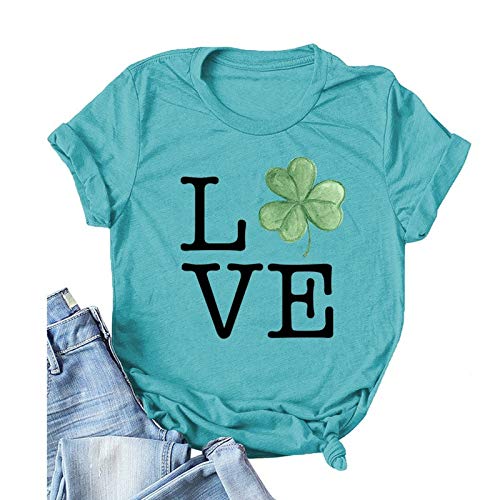 Women Clover T-Shirt Lucky Love Shirt St. Patrick's Day Shirt