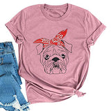 Women Bulldog with Bandana T-Shirt Cute Dog Graphic Shirt