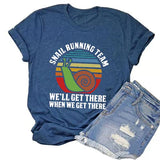 Women Snail Running Team T-Shirt Funny Snail Graphic Shirt