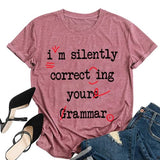 Funny Grammar Shirt Women I'm Silently Correcting Your Grammar T-Shirt