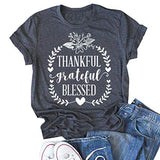 Women Thankful Grateful Blessed T-Shirt Thanksgiving Shirt